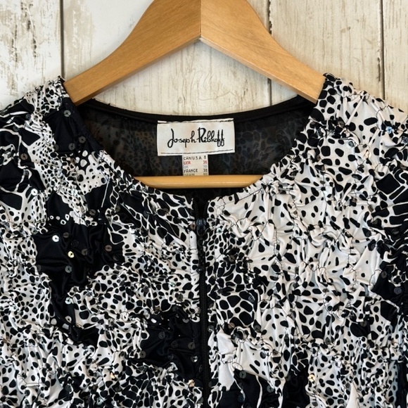 Joseph Ribkoff Textured Stretchy Sequin Embellished Zip Front Jacket Womens 8 - Picture 4 of 16